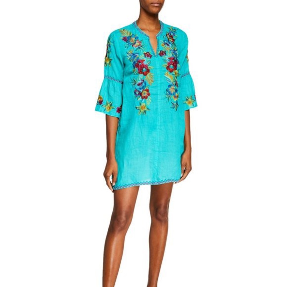 Johnny Was Nandi Embroidered Floral Tunic Dress